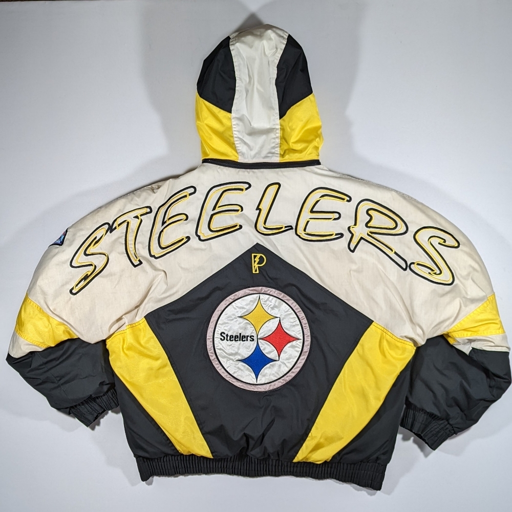 Vtg 1994 NFL 75th Pittsburgh Steelers Sz Large Pro Player Puffer Jacket - Picture 1 of 11